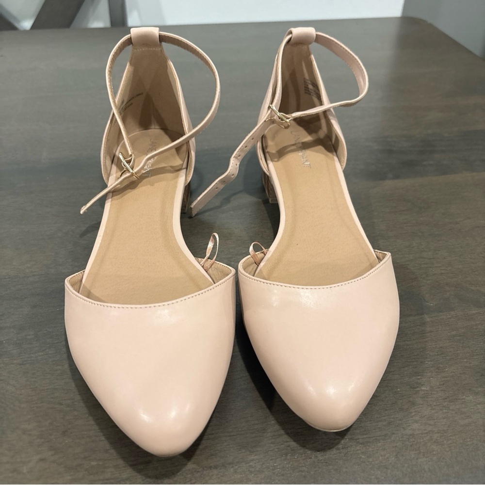 Lane Bryant Pointed Ankle-Strap Flats in Light Blush